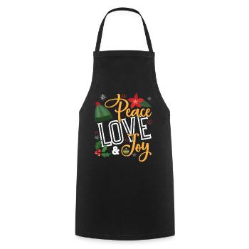 Christmas Peace Love Joy - Cooking Apron - black - Front - AI Model Male 185 dark (185cm)