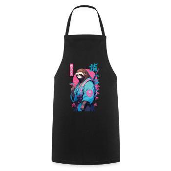 Samurai Faultier Aesthetic Vaporwave Stil - Kochschürze - Schwarz - Vorne - AI Model Male 185 dark (185cm)