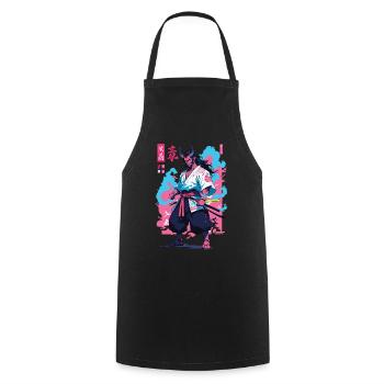 Samouraï Oni Yokai Esthétique Style Vaporwave - Tablier de cuisine - noir - Devant - AI Model Male 185 dark (185cm)