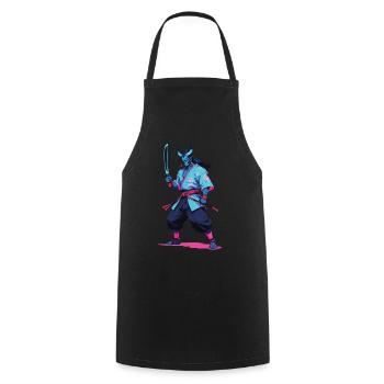 Samouraï Oni Yokai Esthétique Style Vaporwave - Tablier de cuisine - noir - Devant - AI Model Male 185 dark (185cm)