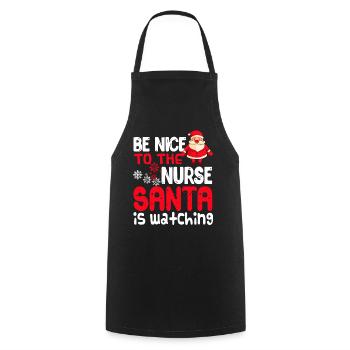 Be Nice To Nurse Christmas - Cooking Apron - black - Front - AI Model Male 185 dark (185cm)
