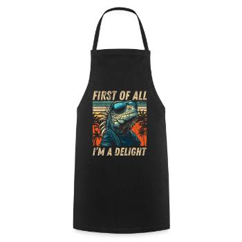 Vintage Iguana - Hoodie Sunset Look - Cooking Apron - black - Front - AI Model Male 185 dark (185cm)