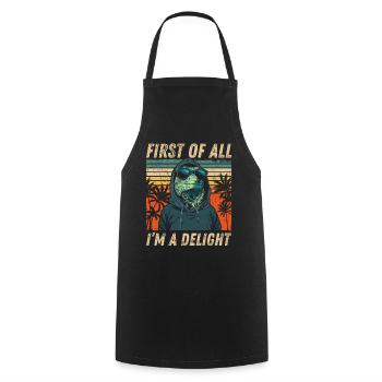 Retro Hoodie Iguana - Sarcastic Design - Cooking Apron - black - Front - AI Model Male 185 dark (185cm)
