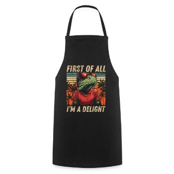 Cheeky Iguana - Vintage Palm Tree Look - Cooking Apron - black - Front - AI Model Male 185 dark (185cm)