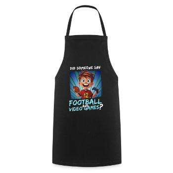 12th Birthday Football and Gaming for 12 Year Olds - Cooking Apron - black - Front - AI Model Male 185 dark (185cm)