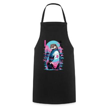 Samurai Otter Aesthetic Vaporwave Stil - Kochschürze - Schwarz - Vorne - AI Model Male 185 dark (185cm)