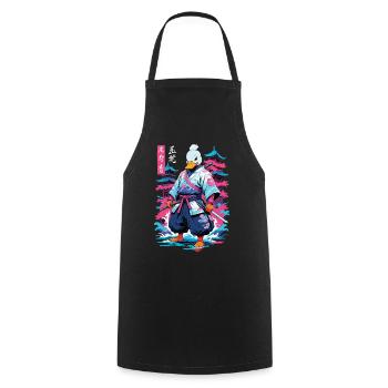 Samurai Ente Aesthetic Vaporwave Stil Japan - Kochschürze - Schwarz - Vorne - AI Model Male 185 dark (185cm)