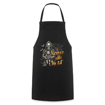 Halloween Cats Design: A Creep With The Cat - Cooking Apron - black - Front - AI Model Male 185 dark (185cm)