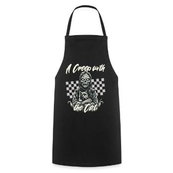 gruseliHalloween: A scary with the cat - Cooking Apron - black - Front - AI Model Male 185 dark (185cm)
