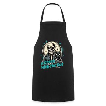 Halloween Skeleton With Cat: A Creep With The Cat - Cooking Apron - black - Front - AI Model Male 185 dark (185cm)