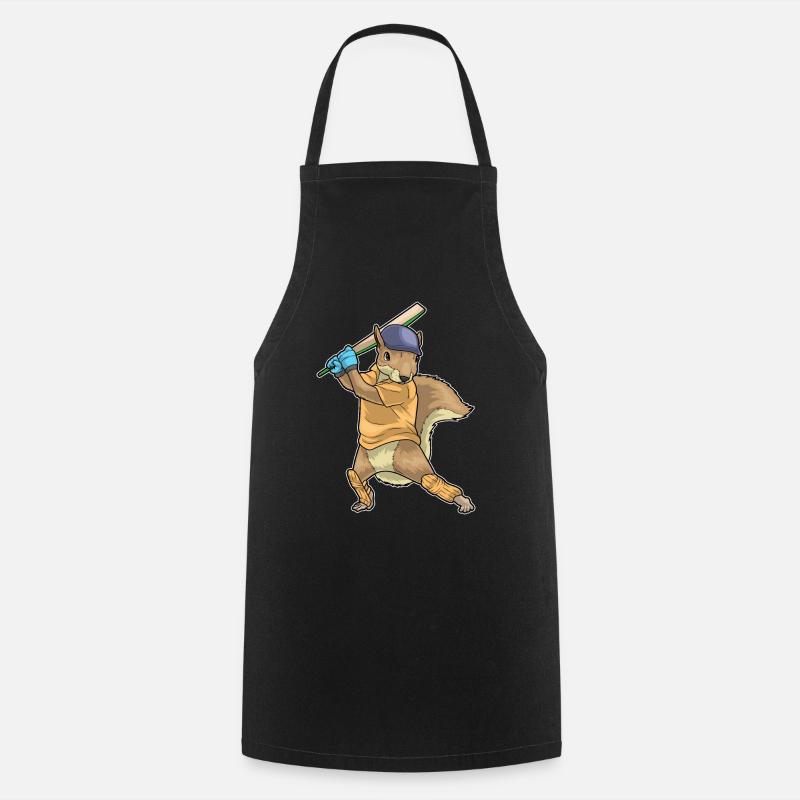 Squirrel Cricket Cricket Bat - Cooking Apron - black