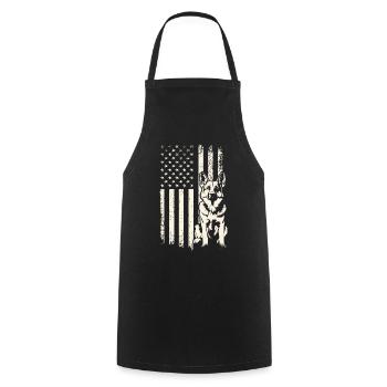 Berger Allemand USA 4 juillet et Journée des anciens combattants - Tablier de cuisine - noir - Devant - AI Model Male 185 dark (185cm)