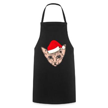 Christmas Santa Sphynx Cat - Cooking Apron - black - Front - AI Model Male 185 dark (185cm)