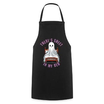 Funny Halloween Saying: There's Sheet In My Bed - Cooking Apron - black - Front - AI Model Male 185 dark (185cm)