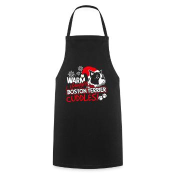 Warm Struggles Boston Terrier Cuddles Christmas - Cooking Apron - black - Front - AI Model Male 185 dark (185cm)