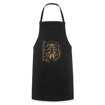 Wolf Runen Vegvisir Nordischer Kompass Wikinger - Kochschürze - Schwarz - Vorne - AI Model Male 185 dark (185cm)
