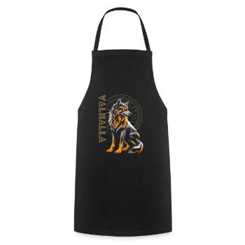 Loup Vegvisir Runes nordiques Viking Valhalla - Tablier de cuisine - noir - Devant - AI Model Male 185 dark (185cm)