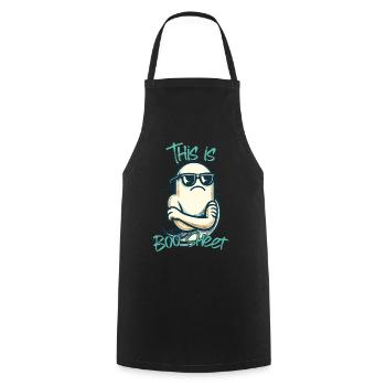 Funny Halloween: Ghost Boo Sheet - Cooking Apron - black - Front - AI Model Male 185 dark (185cm)
