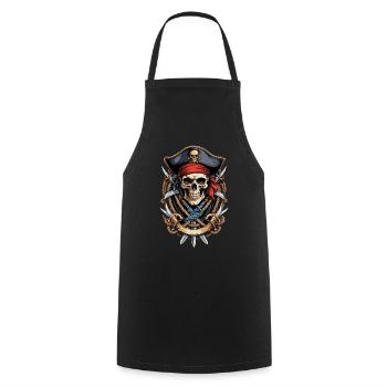 Drôle de Pirate Tenue Jolly Roger Design - Tablier de cuisine - noir - Devant - AI Model Male 185 dark (185cm)