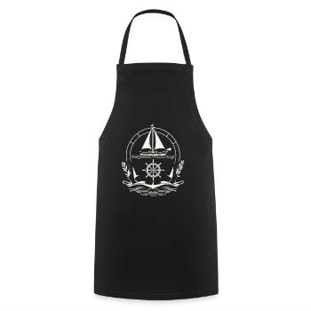 Sailing Adventure Captain Explorer Design - Cooking Apron - black - Front - AI Model Male 185 dark (185cm)