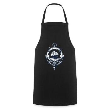 Captain Steering Wheel Anchor Sailboat Adventure - Cooking Apron - black - Front - AI Model Male 185 dark (185cm)