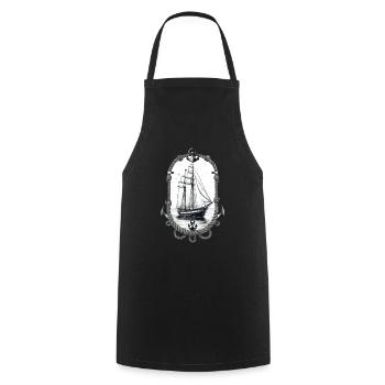 Maritime Adventure Sailing Ship Illustration - Cooking Apron - black - Front - AI Model Male 185 dark (185cm)