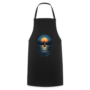 Sailboat Sunset on Lake Landscape - Cooking Apron - black - Front - AI Model Male 185 dark (185cm)