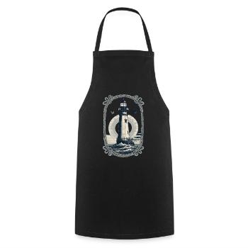 Phare Hobby Pêcheur Marin Style Vintage - Tablier de cuisine - noir - Devant - AI Model Male 185 dark (185cm)