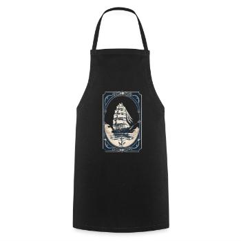 Voilier maritime Aventure Romance - Tablier de cuisine - noir - Devant - AI Model Male 185 dark (185cm)
