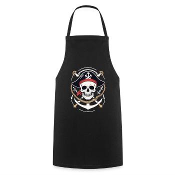 Drôle de Pirate Tenue Jolly Roger Design - Tablier de cuisine - noir - Devant - AI Model Male 185 dark (185cm)