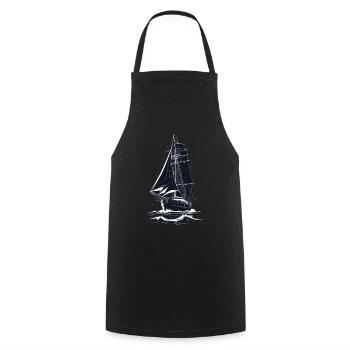 Maritime Adventure Sailing Ship Illustration - Cooking Apron - black - Front - AI Model Male 185 dark (185cm)