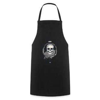 Drapeaux de pirate crâne Jolly Roger costume de pirate - Tablier de cuisine - noir - Devant - AI Model Male 185 dark (185cm)