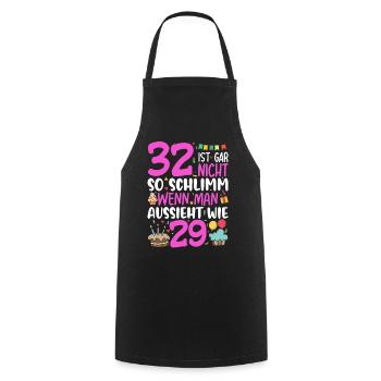 32 isn't so bad - Cooking Apron - black - Front - AI Model Male 185 dark (185cm)