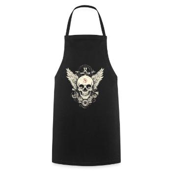 Skull with wings for bikers – mechanical look - Cooking Apron - black - Front - AI Model Male 185 dark (185cm)