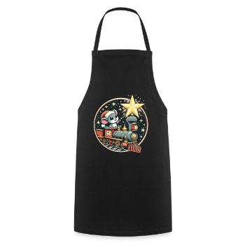 Modèle de Noël Train Souris Étoile Enfants Mignon - Tablier de cuisine - noir - Devant - AI Model Male 185 dark (185cm)