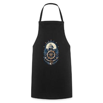 Nautical Adventure Sailing Ship Compass - Cooking Apron - black - Front - AI Model Male 185 dark (185cm)