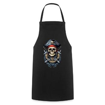 Piraten Kostüm Design Piratenflagge Jolly Roger - Kochschürze - Schwarz - Vorne - AI Model Male 185 dark (185cm)