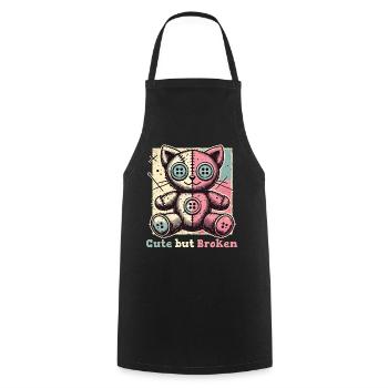 Psychopathe mental Déclaration mignonne mais brisée - Tablier de cuisine - noir - Devant - AI Model Male 185 dark (185cm)