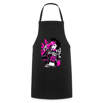 Urban Punk Straßenkunst mit neonpinken Akzenten - Kochschürze - Schwarz - Vorne - AI Model Male 185 dark (185cm)