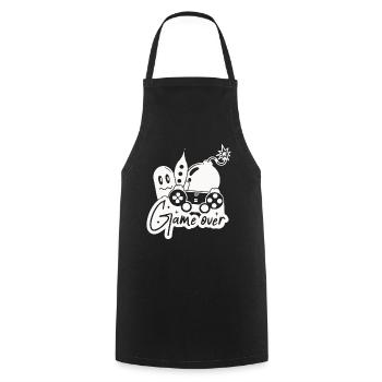 Gaming Gamer Game Over Controller Ghost Bomb - Cooking Apron - black - Front - AI Model Male 185 dark (185cm)