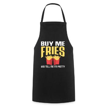 French Fries Food Pun Potato - Kochschürze - Schwarz - Vorne - AI Model Male 185 dark (185cm)