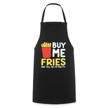 French Fries Food Pun Potato - Kochschürze - Schwarz - Vorne - AI Model Male 185 dark (185cm)