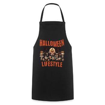 Halloween Lifestyle Strandspaß im Retro Stil - Kochschürze - Schwarz - Vorne - AI Model Male 185 dark (185cm)