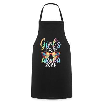 Voyage entre filles à Aruba 2028 - Tablier de cuisine - noir - Devant - AI Model Male 185 dark (185cm)