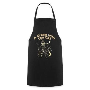 Effrayant avec le chat Halloween Fun - Tablier de cuisine - noir - Devant - AI Model Male 185 dark (185cm)