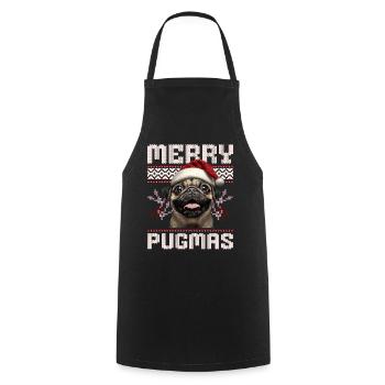 Merry Pugmas Mops Ugly Christmas Outfit - Kochschürze - Schwarz - Vorne - AI Model Male 185 dark (185cm)