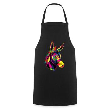Esel in Bunt Popart Farben Hausesel Donkey Reiten - Kochschürze - Schwarz - Vorne - AI Model Male 185 dark (185cm)
