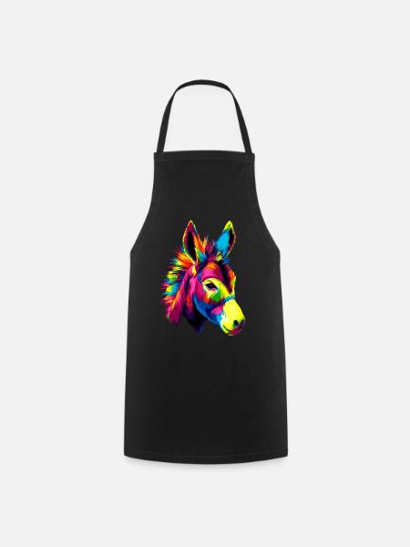 Esel in Bunt Popart Farben Hausesel Donkey Reiten - Kochschürze - Schwarz