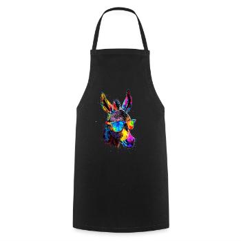 Esel in Bunt Popart Farben Hausesel Donkey Reiten - Kochschürze - Schwarz - Vorne - AI Model Male 185 dark (185cm)
