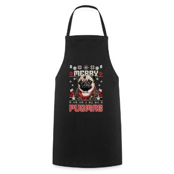 Ugly Christmas Pug Design – Merry Pugmas - Cooking Apron - black - Front - AI Model Male 185 dark (185cm)